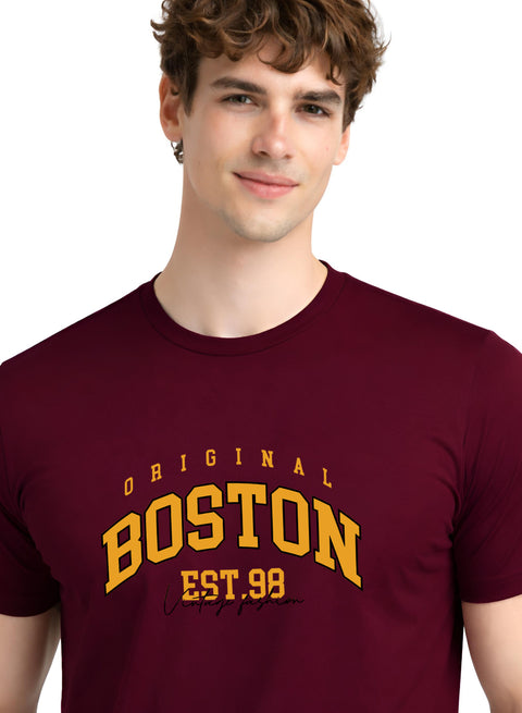 Adro Mens Boston City Printed Tshirt | Athletic Stylish Summer College Cotton T-shirt | Sporty Comfortable T shirts | Regular Fit