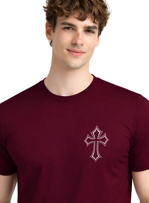 Adro Mens Cross Printed T-Shirt | Minimal Chest Graphic Cotton Casual Tshirt | Trendy Stylish Comfortable Regular Fit T shirt for Men
