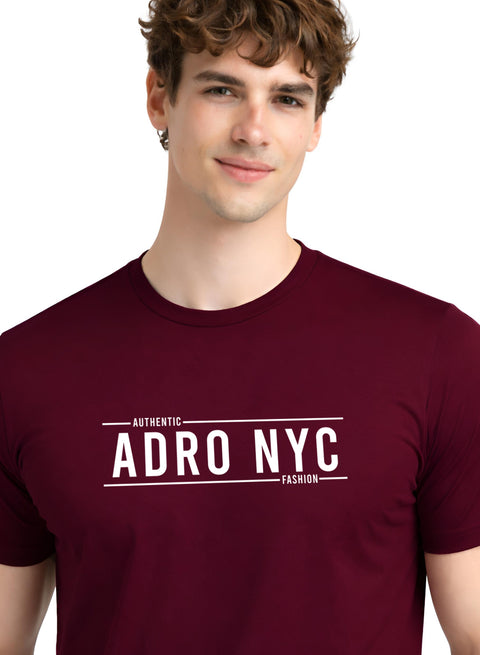 Adro Mens Branded Logo Printed T-Shirt | Typography Print 100% Cotton T shirt | Stylish Tee Summer Regular Fit Graphic Tshirt