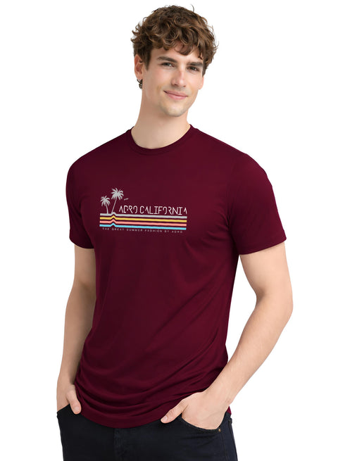 Adro Mens California Graphic T-Shirt | Retro Stripe Print Cotton Summer Tshirt | Stylish Beach T shirt | Comfortable Graphic Tee