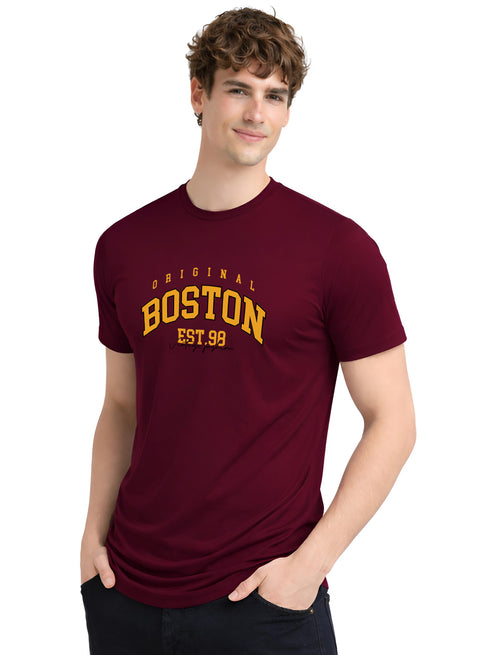 Adro Mens Boston City Printed Tshirt | Athletic Stylish Summer College Cotton T-shirt | Sporty Comfortable T shirts | Regular Fit