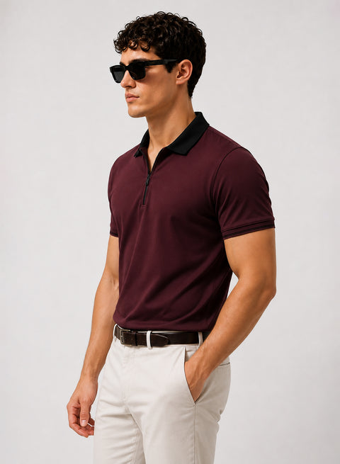Mens Premium Cotton Polo T-Shirt | 220 GSM Soft Fabric | Casual stylish Look | Zipper Polo Design Polo T shirt | Polo Tshirt for All-Day Wear | Port Royale