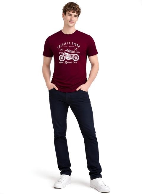 Adro Mens American Rider Printed T-Shirt | 100% Cotton T shirt for Bikers | Stylish Casual Tee Summer Regular Fit Biker Tshirt