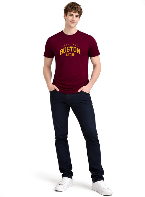 Adro Mens Boston City Printed Tshirt | Athletic Stylish Summer College Cotton T-shirt | Sporty Comfortable T shirts | Regular Fit