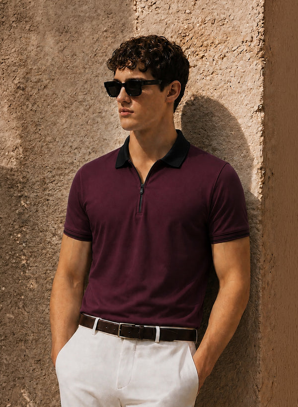Mens Premium Cotton Polo T-Shirt | 220 GSM Soft Fabric | Casual stylish Look | Zipper Polo Design Polo T shirt | Polo Tshirt for All-Day Wear | Port Royale