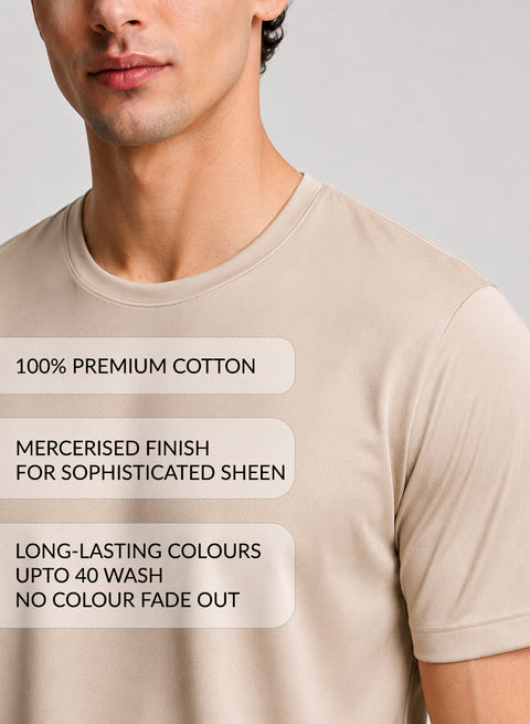 Adro Mercerized Cotton Crew Neck T-Shirt - Desert Sand