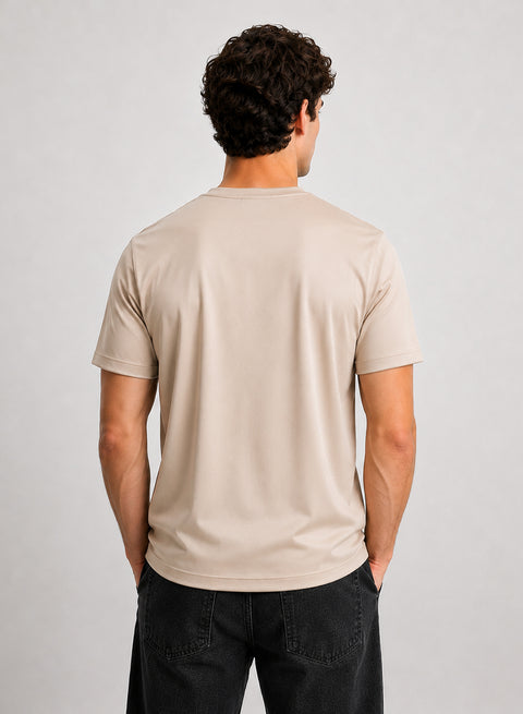 Adro Mercerized Cotton Crew Neck T-Shirt - Desert Sand