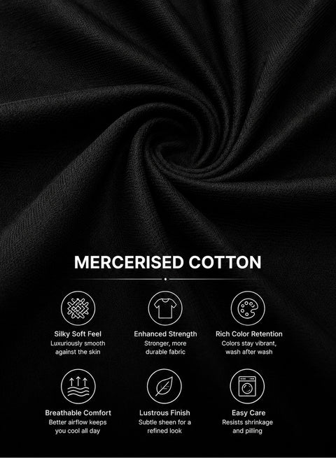 Adro Mercerized Cotton Crew Neck T-Shirt - Midnight Black