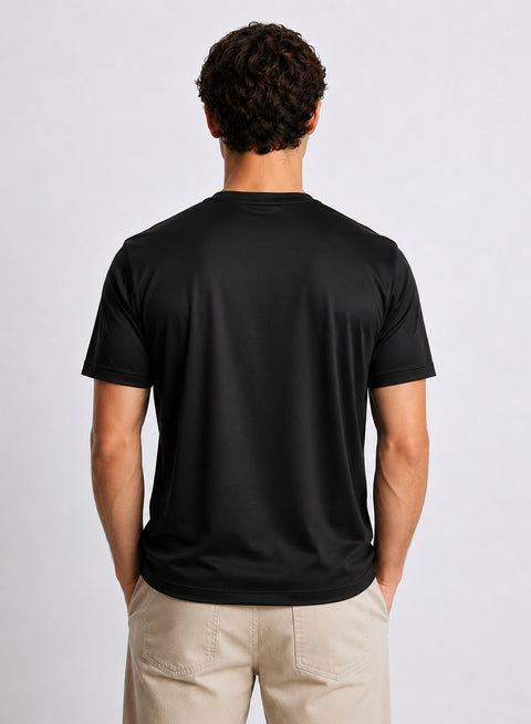 Adro Mercerized Cotton Crew Neck T-Shirt - Midnight Black