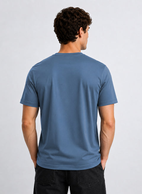 Adro Mercerized Cotton Crew Neck T-Shirt - Harbor Blue