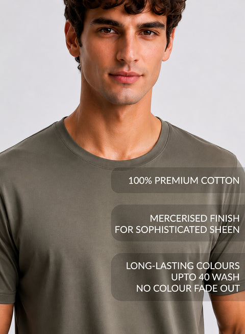 Adro Mercerized Cotton Crew Neck T-Shirt - Urban Taupe