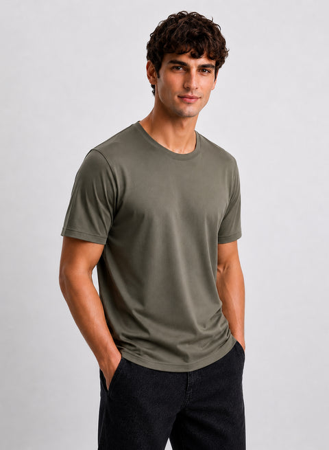 Adro Mercerized Cotton Crew Neck T-Shirt - Urban Taupe