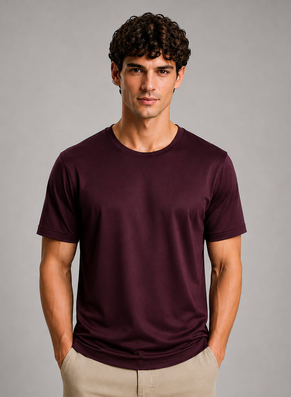 Adro Mercerized Cotton Crew Neck T-Shirt - Bordeaux Wine
