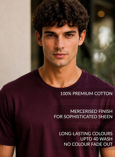 Adro Mercerized Cotton Crew Neck T-Shirt - Bordeaux Wine