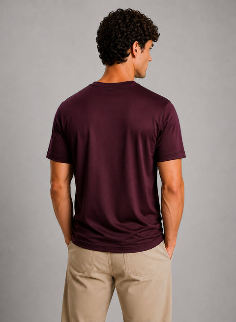 Adro Mercerized Cotton Crew Neck T-Shirt - Bordeaux Wine