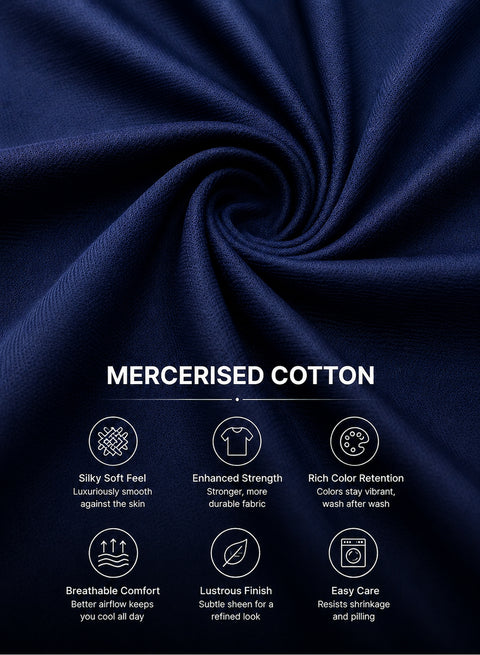 Adro Mercerized Cotton Crew Neck T-Shirt - Deep Navy