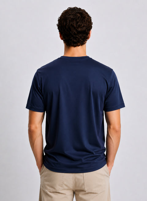 Adro Mercerized Cotton Crew Neck T-Shirt - Deep Navy