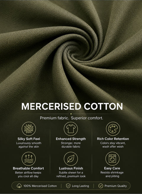 Adro Mercerized Cotton Crew Neck T-Shirt - Military Olive