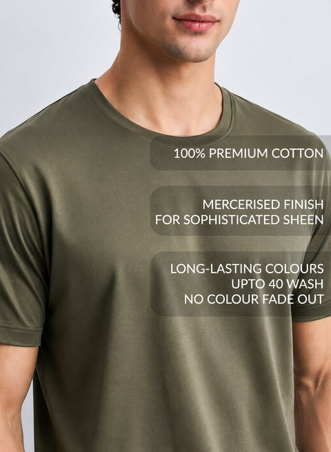 Adro Mercerized Cotton Crew Neck T-Shirt - Military Olive