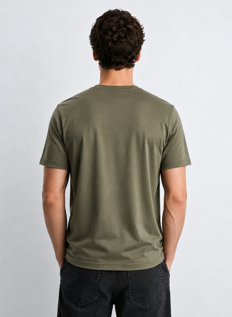 Adro Mercerized Cotton Crew Neck T-Shirt - Military Olive