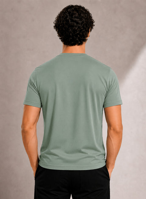 Adro Mercerized Cotton Crew Neck T-Shirt - Sage Mist