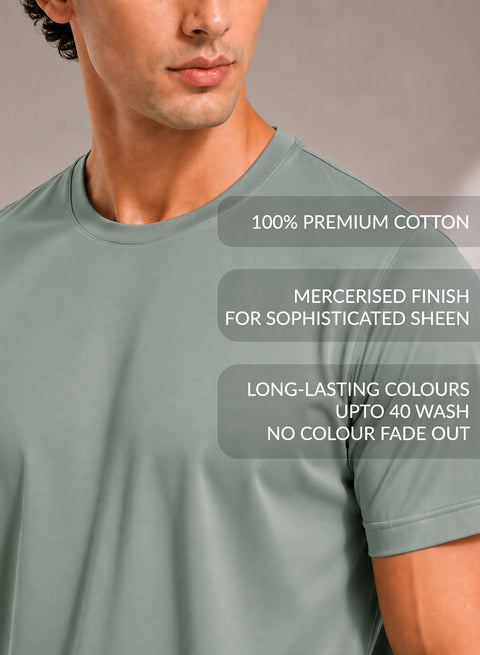 Adro Mercerized Cotton Crew Neck T-Shirt - Sage Mist