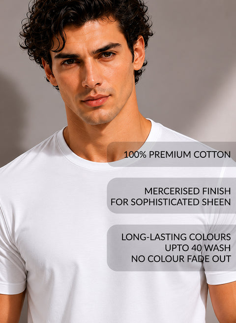 Adro Mercerized Cotton Crew Neck T-Shirt - Pure White