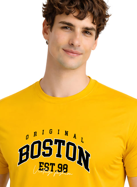 Adro Mens Boston City Printed Tshirt | Athletic Stylish Summer College Cotton T-shirt | Sporty Comfortable T shirts | Regular Fit