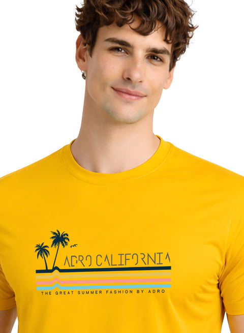 Adro Mens California Graphic T-Shirt | Retro Stripe Print Cotton Summer Tshirt | Stylish Beach T shirt | Comfortable Graphic Tee