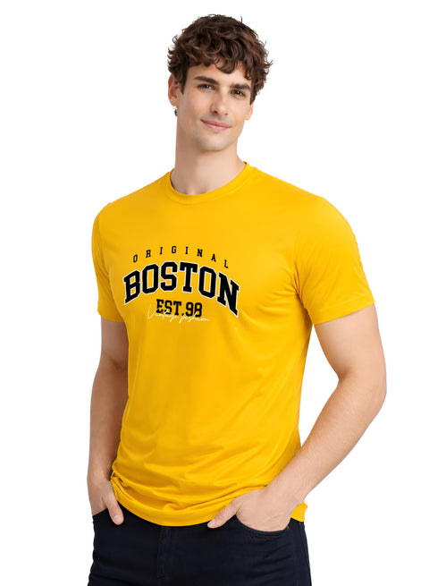 Adro Mens Boston City Printed Tshirt | Athletic Stylish Summer College Cotton T-shirt | Sporty Comfortable T shirts | Regular Fit