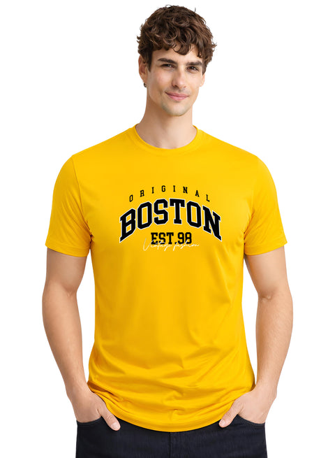 Adro Mens Boston City Printed Tshirt | Athletic Stylish Summer College Cotton T-shirt | Sporty Comfortable T shirts | Regular Fit