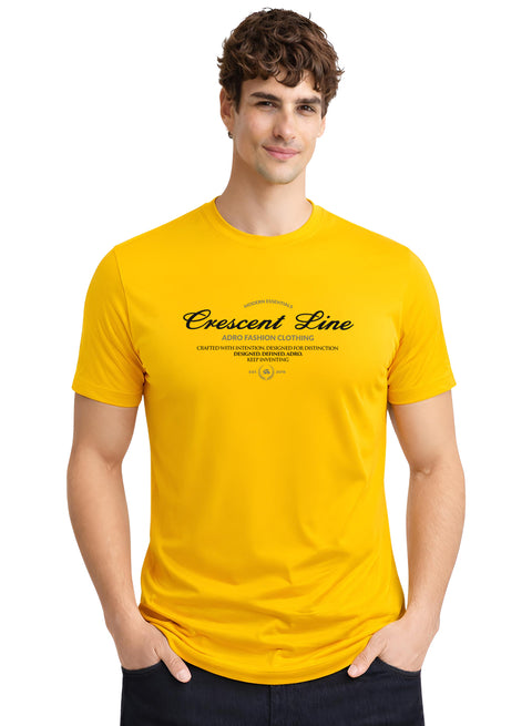 Adro Mens Graphic Printed 100% Cotton T-Shirt | Regular Fit | Printed T-Shirts for Men | Summer Stylish Mens Printed T shirt Mustard