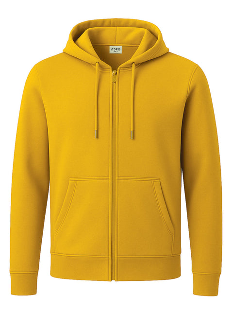 Adro Men’s Regular Fit Zip-Up Hoodie for man | 320 GSM Cotton Poly Fleece Zipper Sweatshirt with Soft Fabric & Printed Hoodies