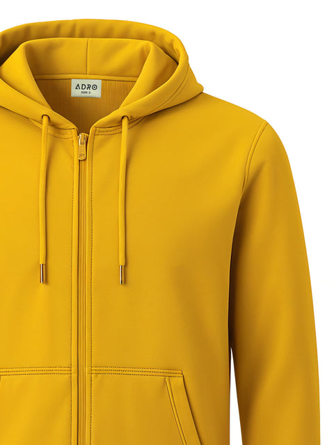 Adro Men’s Regular Fit Zip-Up Hoodie for man | 320 GSM Cotton Poly Fleece Zipper Sweatshirt with Soft Fabric & Printed Hoodies