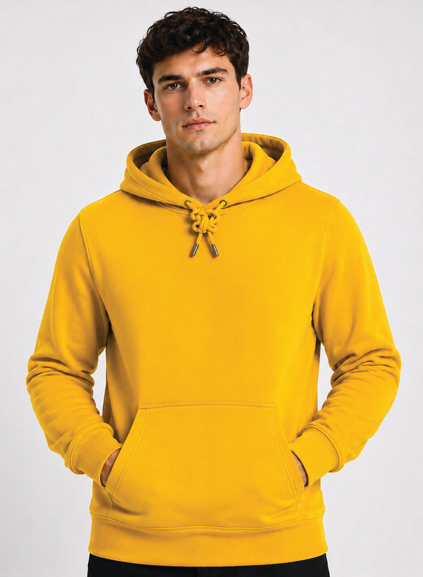 ADRO Hoodie for men | 300 GSM Cotton Fleece Warm & Soft Fabric | Mens Hoodies | Casual Sweatshirt for Winter, Travel & Collage | Regular Fit Hooded Pullover | Golden Mustard