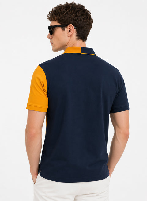 Adro Multicolour Polo T Shirt | 100% Cotton Mens Polo Tshirt | Regular Fit Half Sleeve Cut & Sew Polo T-shirt for men  | Sunburst Tealblock