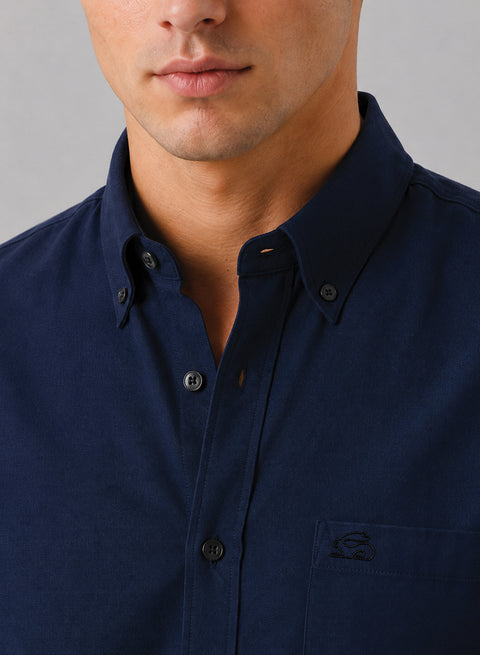 ADRO Men's Premium Oxford Cotton Shirt | Full Sleeve Casual Shirt | Regular Fit | Navy Blue