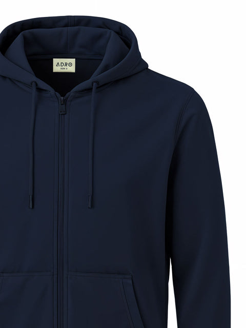 Adro Men’s Regular Fit Zip-Up Hoodie for man | 320 GSM Cotton Poly Fleece Zipper Sweatshirt with Soft Fabric & Printed Hoodies