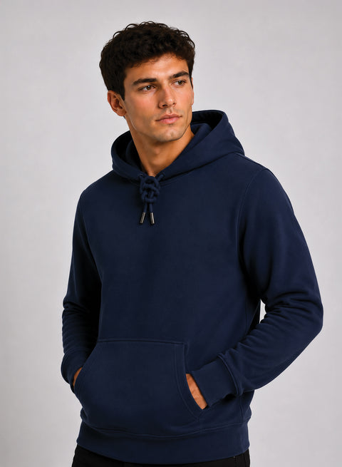 ADRO Hoodie for men | 300 GSM Cotton Fleece Warm & Soft Fabric | Mens Hoodies | Casual Sweatshirt for Winter, Travel & Collage | Regular Fit Hooded Pullover | Midnight Navy