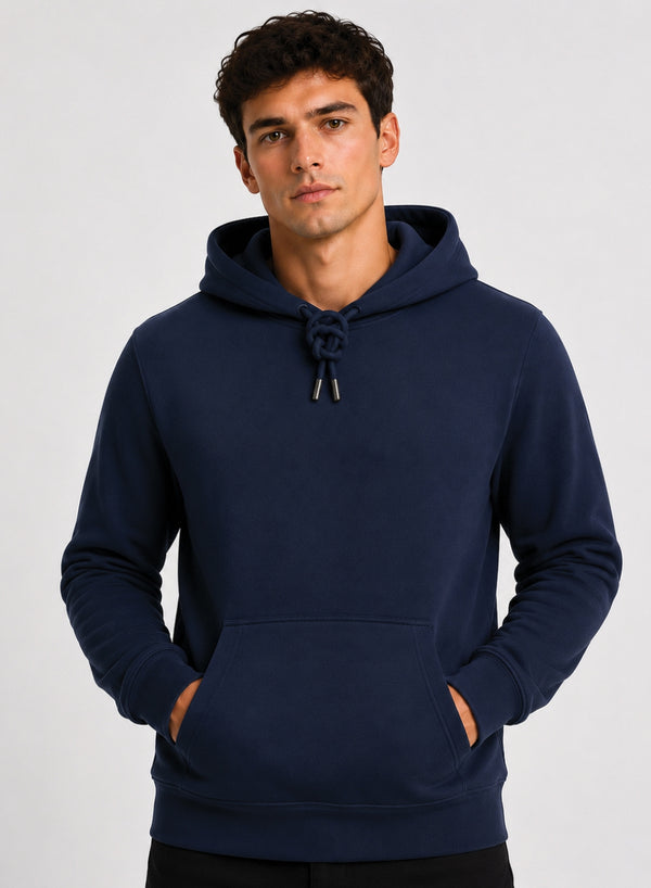 ADRO Hoodie for men | 300 GSM Cotton Fleece Warm & Soft Fabric | Mens Hoodies | Casual Sweatshirt for Winter, Travel & Collage | Regular Fit Hooded Pullover | Midnight Navy