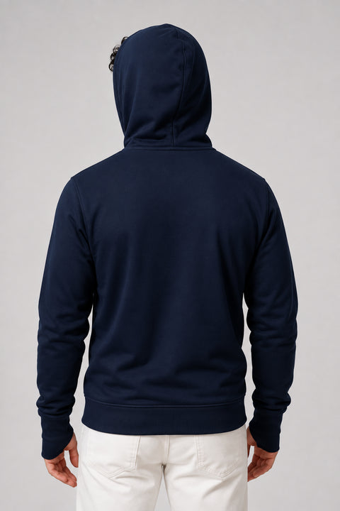 ADRO Balaclava Hoodie for Men | 300 GSM Cotton fleece Warm Fabric| Ski Mask Hooded Jacket for Men | Mens Hoodies with Gloves | Midnight Navy