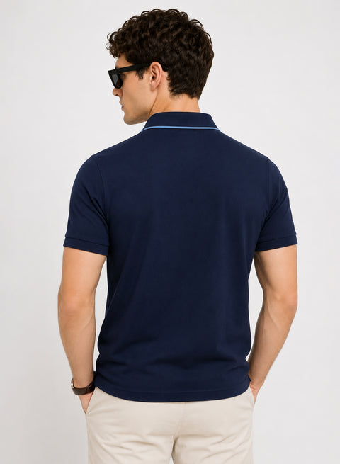 ADRO Mens Polo TShirt | Airtex Cotton Matty Fabric | Regular Fit | Breathable, Durable & Premium Casual Polo T-Shirt for Men | Deep Navy Blue
