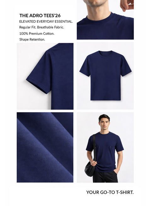 Men’s Cotton T-Shirt Combo Pack of 3 | Regular Fit | ADRO Basics