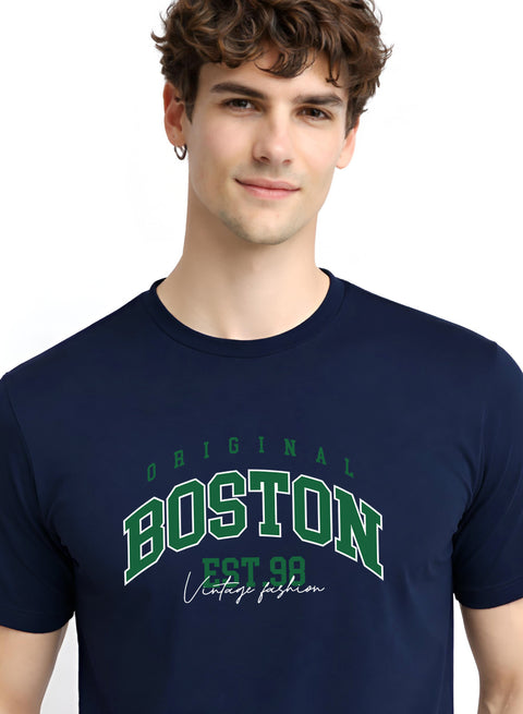 Adro Mens Boston City Printed Tshirt | Athletic Stylish Summer College Cotton T-shirt | Sporty Comfortable T shirts | Regular Fit