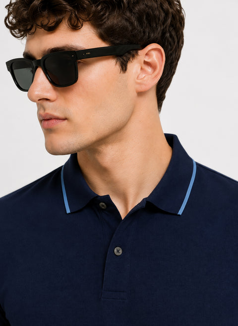 ADRO Mens Polo TShirt | Airtex Cotton Matty Fabric | Regular Fit | Breathable, Durable & Premium Casual Polo T-Shirt for Men | Deep Navy Blue