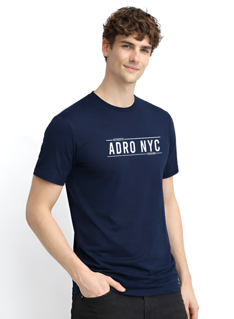 Adro Mens Branded Logo Printed T-Shirt | Typography Print 100% Cotton T shirt | Stylish Tee Summer Regular Fit Graphic Tshirt
