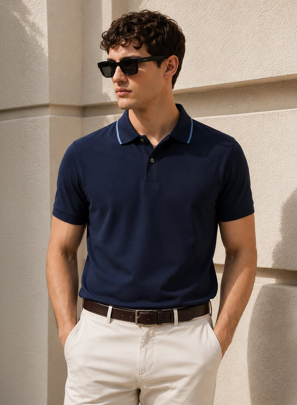 ADRO Mens Polo TShirt | Airtex Cotton Matty Fabric | Regular Fit | Breathable, Durable & Premium Casual Polo T-Shirt for Men | Deep Navy Blue