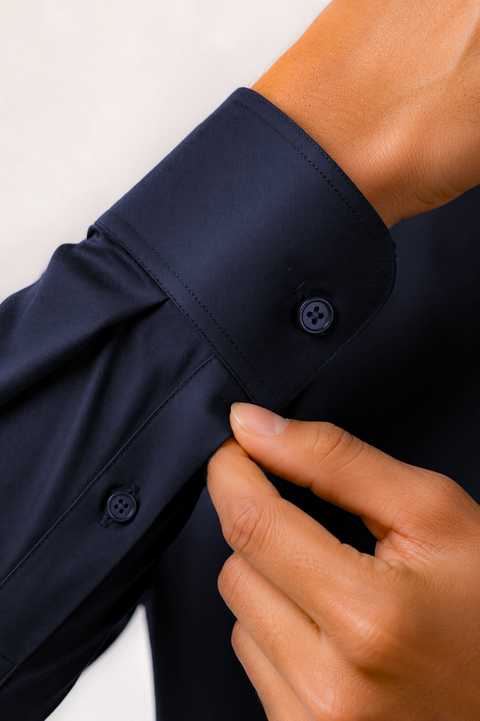 ADRO Premium Cotton Satin Shirt for Men | Casual Fit Solid Full Sleeve Shirt in Midnight Navy