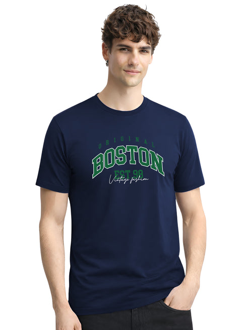 Adro Mens Boston City Printed Tshirt | Athletic Stylish Summer College Cotton T-shirt | Sporty Comfortable T shirts | Regular Fit
