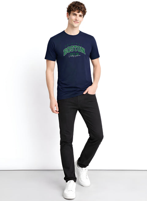 Adro Mens Boston City Printed Tshirt | Athletic Stylish Summer College Cotton T-shirt | Sporty Comfortable T shirts | Regular Fit